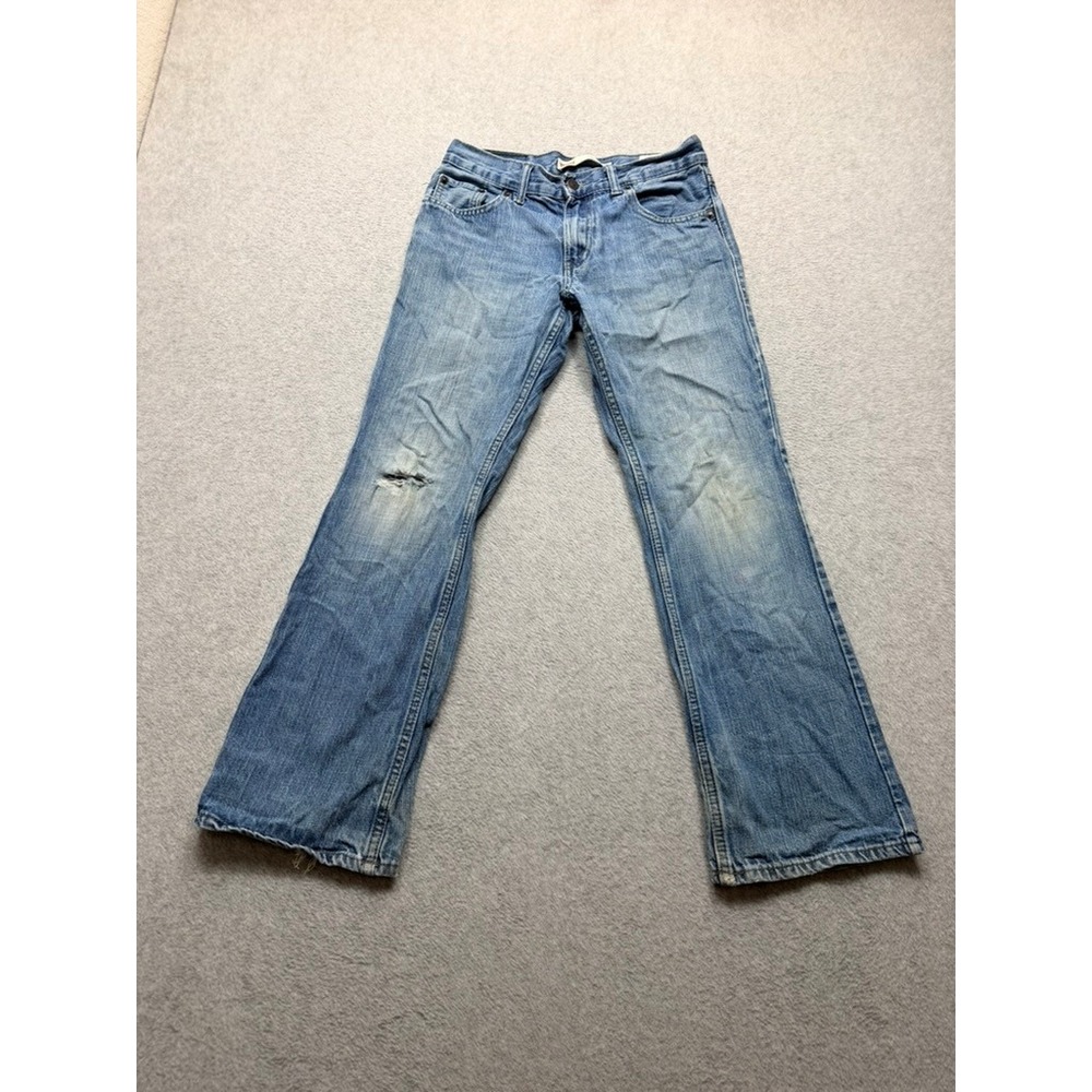 Levis 527 Bootcut Jeans Womens 14 Light Wash Distressed Denim D-3-4(4097)